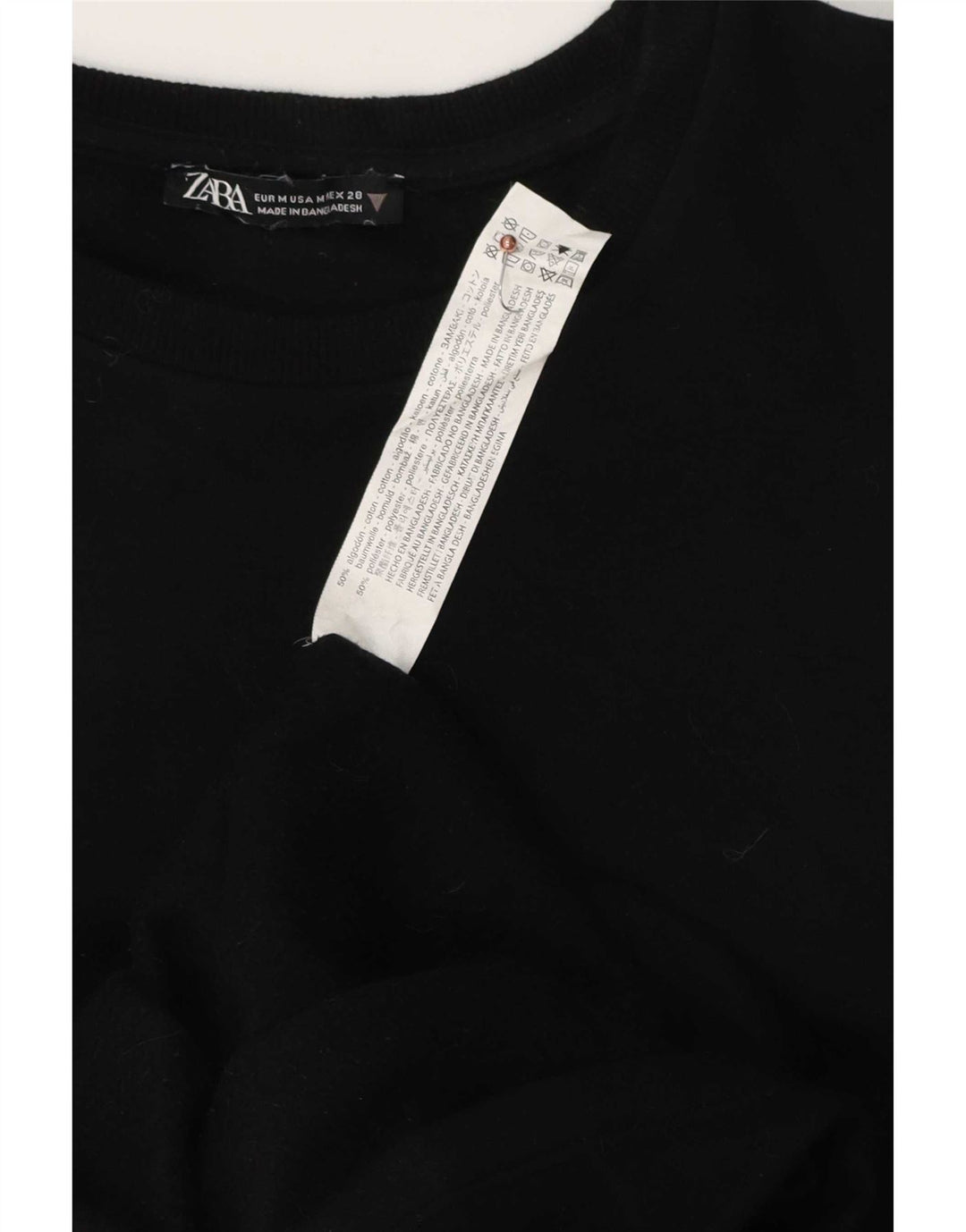 Zara Vestido recto de manga larga para mujer UK 44 Algodón negro mediano