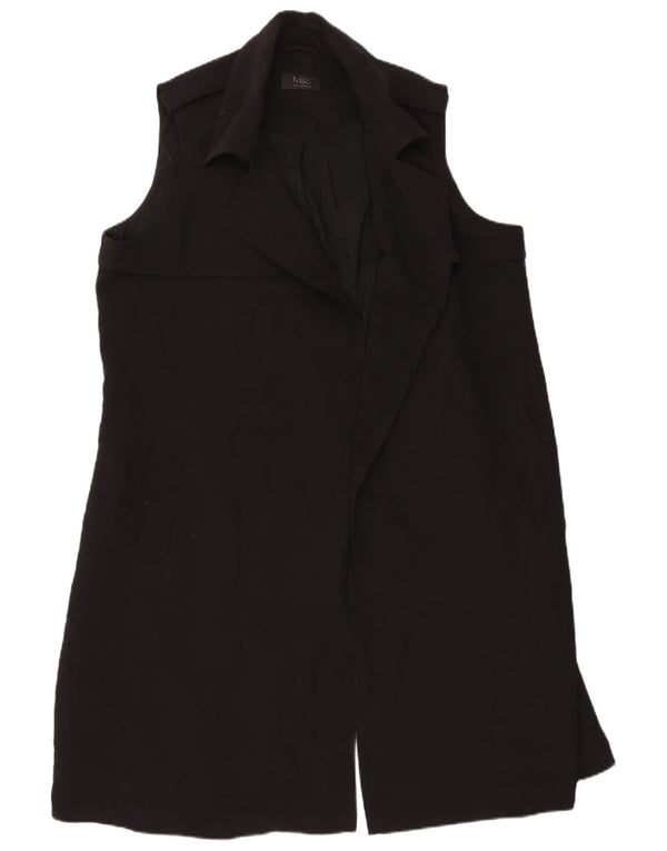 Marks & Spencer Chaqueta tipo blazer larga sin mangas para mujer UK 40 XL Negro