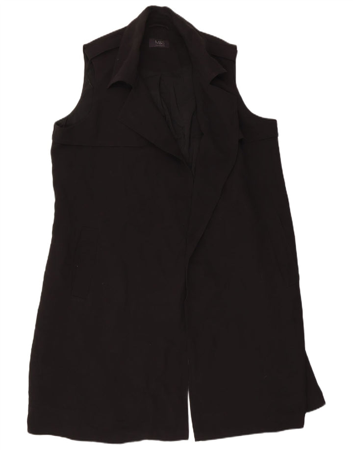 Marks & Spencer Chaqueta tipo blazer larga sin mangas para mujer UK 40 XL Negro