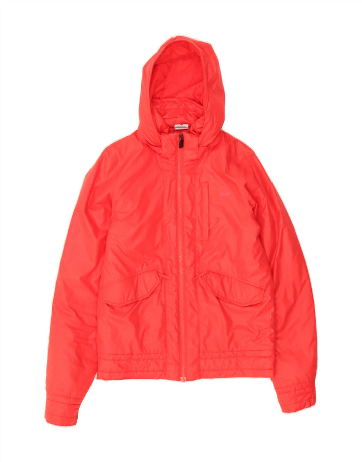 NIKE Womens Hooded Bomber Jacket UK 14 Medium Red Polyester Vintage Nike and Second-Hand Nike from Messina Hembry 