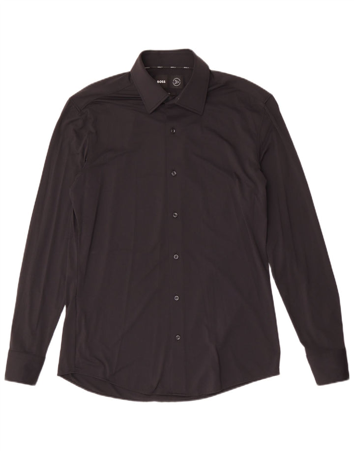 Camisa Hugo Boss Hombre Slim Fit Talla 40 Mediana Poliamida Negra