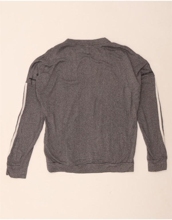Adidas Womens Running Top Long Sleeve UK 12/14 Medium Grey Flecked Sports