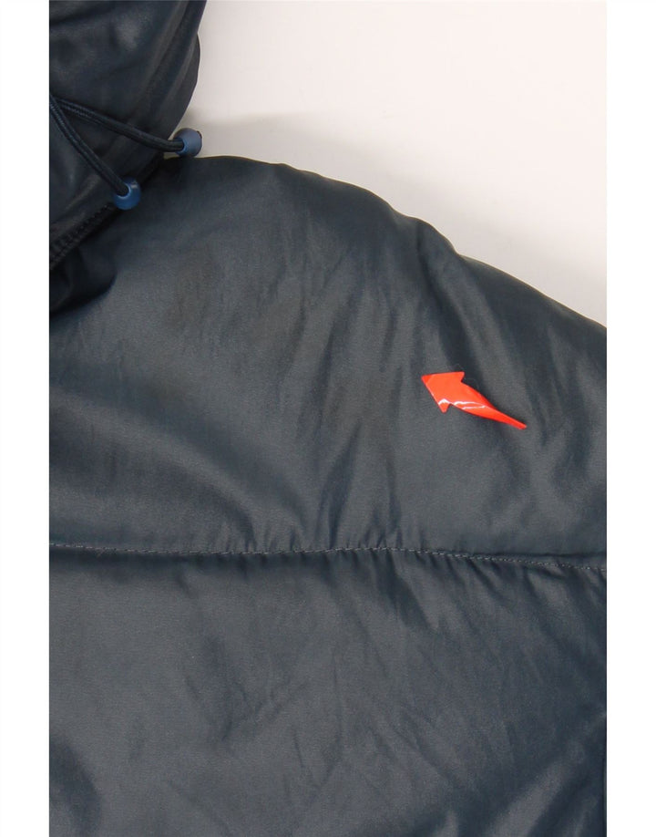 VINTAGE Chaqueta acolchada con capucha para hombre Reino Unido 38 Azul marino medio