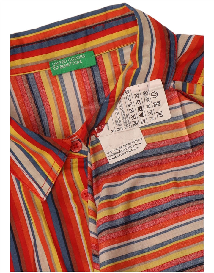 BENETTON Camisa de mujer UK 44 Mediana Algodón a rayas multicolor
