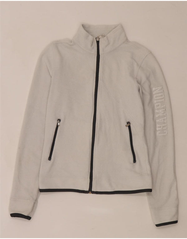 Champion Chaqueta de forro polar gráfica para mujer UK 10 Small Poliéster blanco
