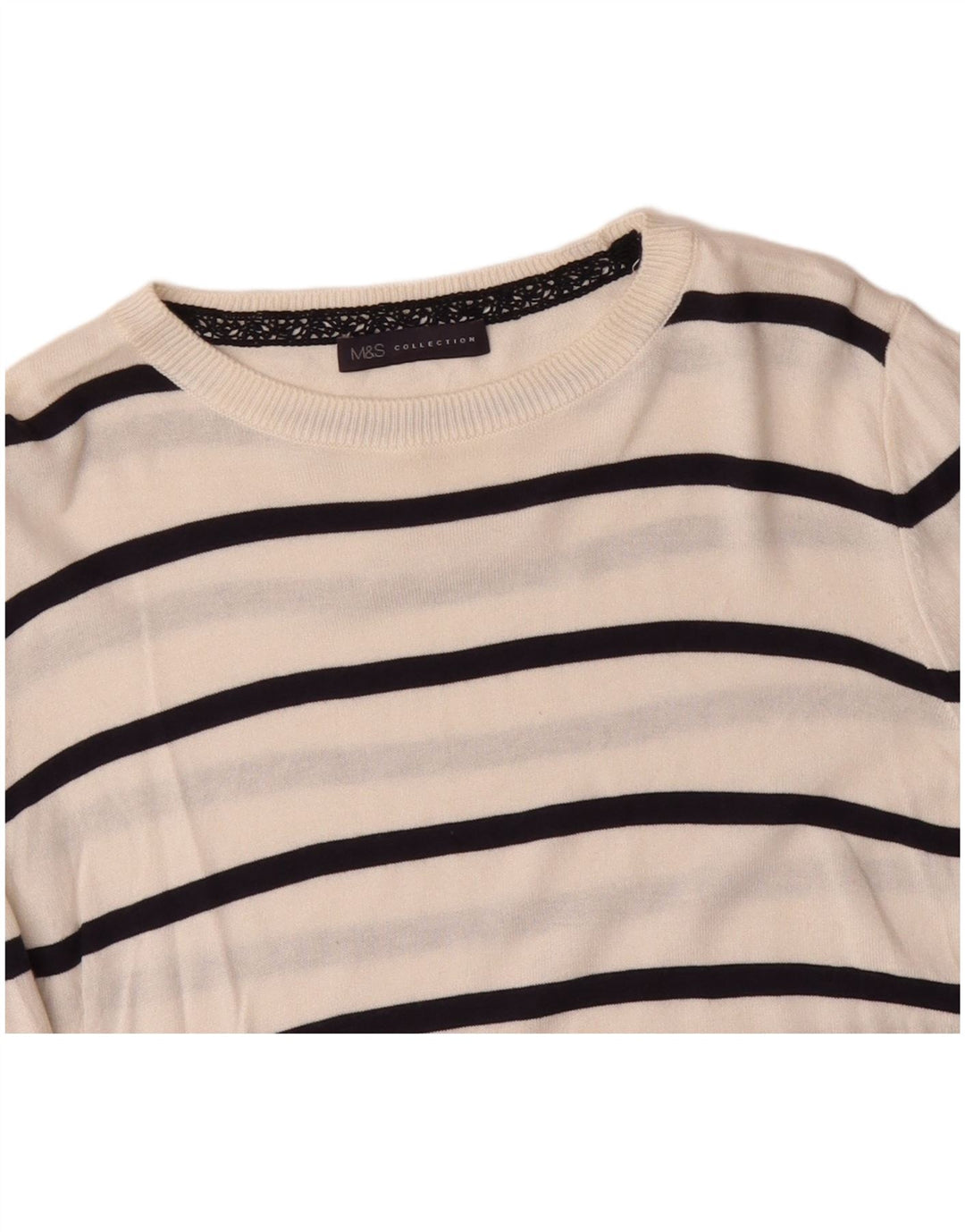 MARKS & SPENCER Suéter tipo jersey con cuello barco para mujer UK 12 Medium White