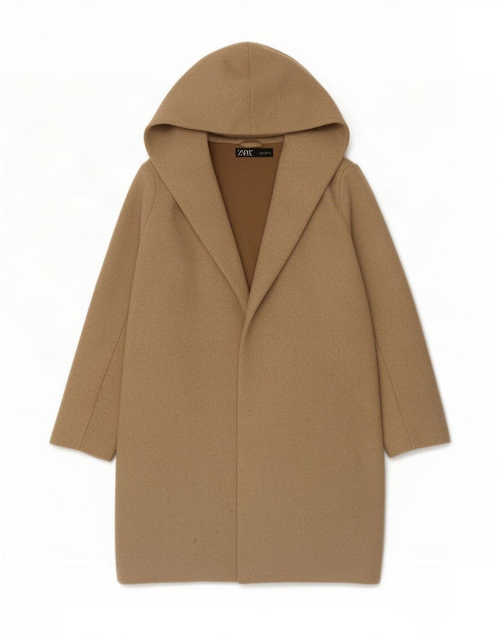 Zara Abrigo abierto con capucha extragrande para mujer UK 44 Poliéster beige medio