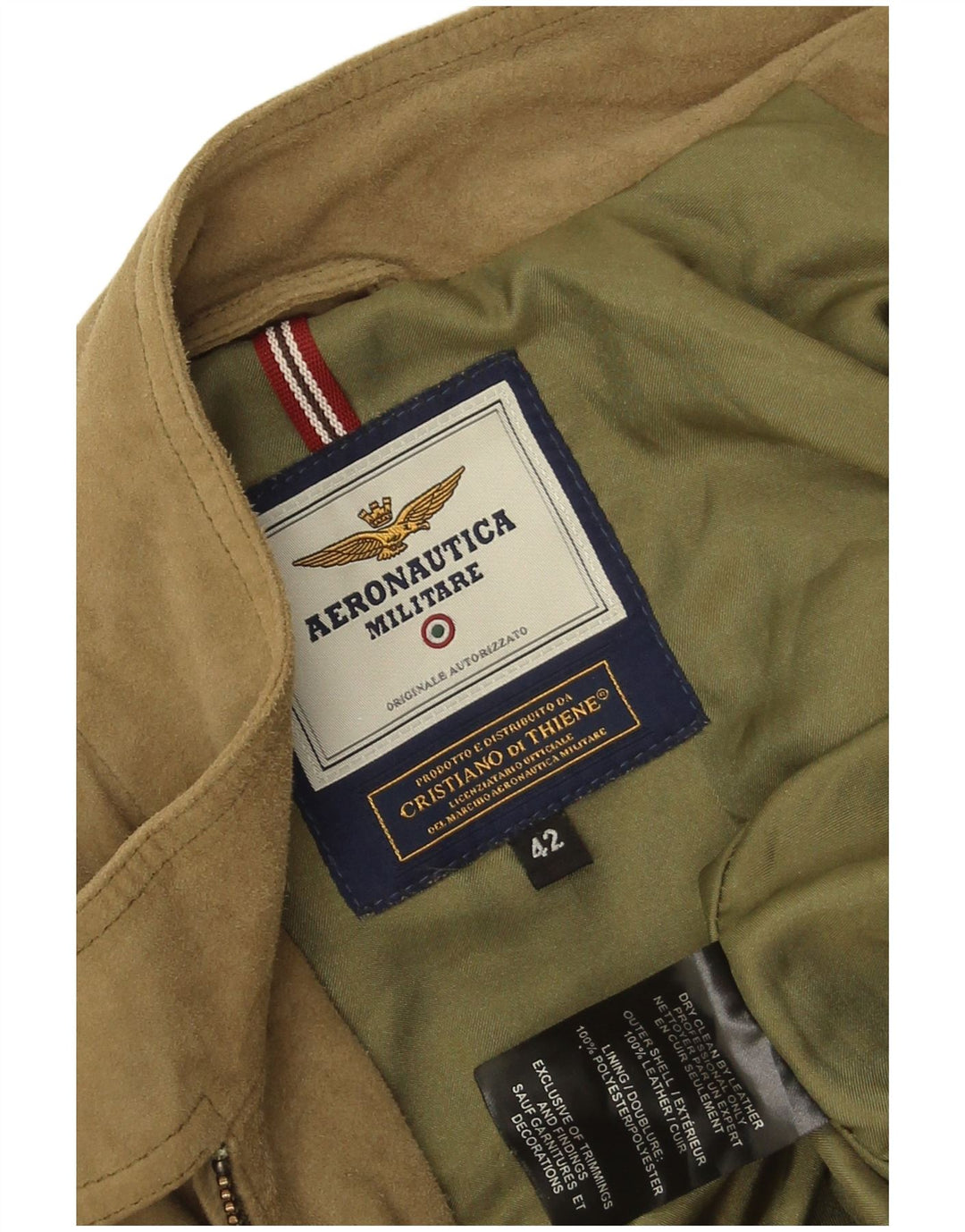 Aeronautica Militare Chaqueta de ante corta para mujer IT 42 Cuero caqui mediano