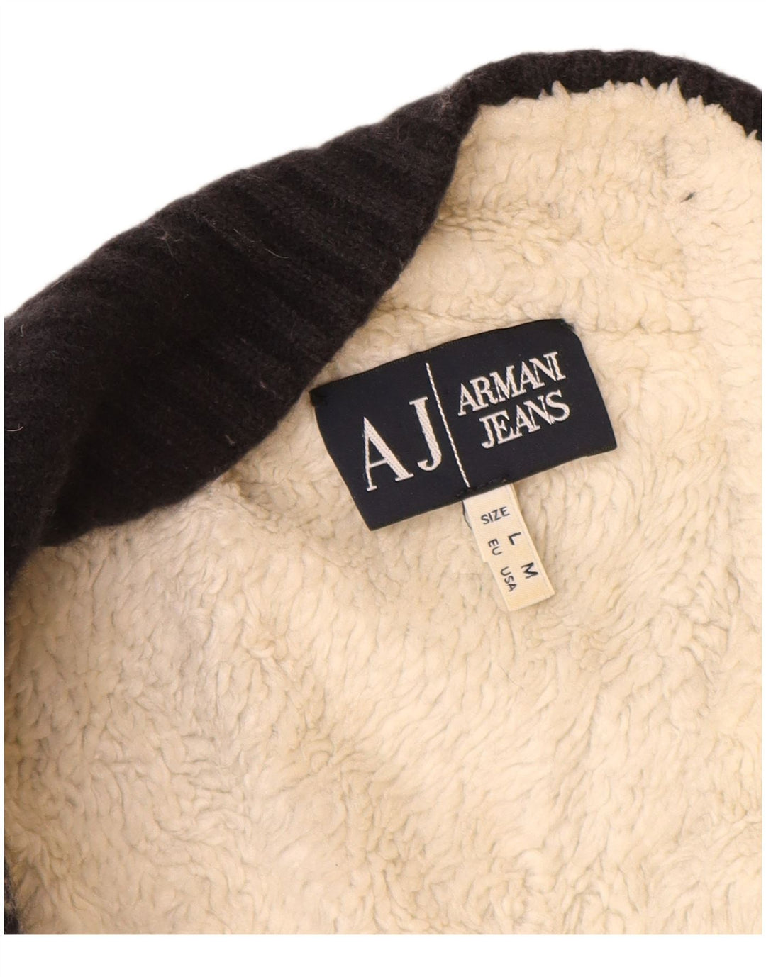 Armani Jeans Cárdigan para mujer suéter Reino Unido 12 mediano azul marino Fair Isle