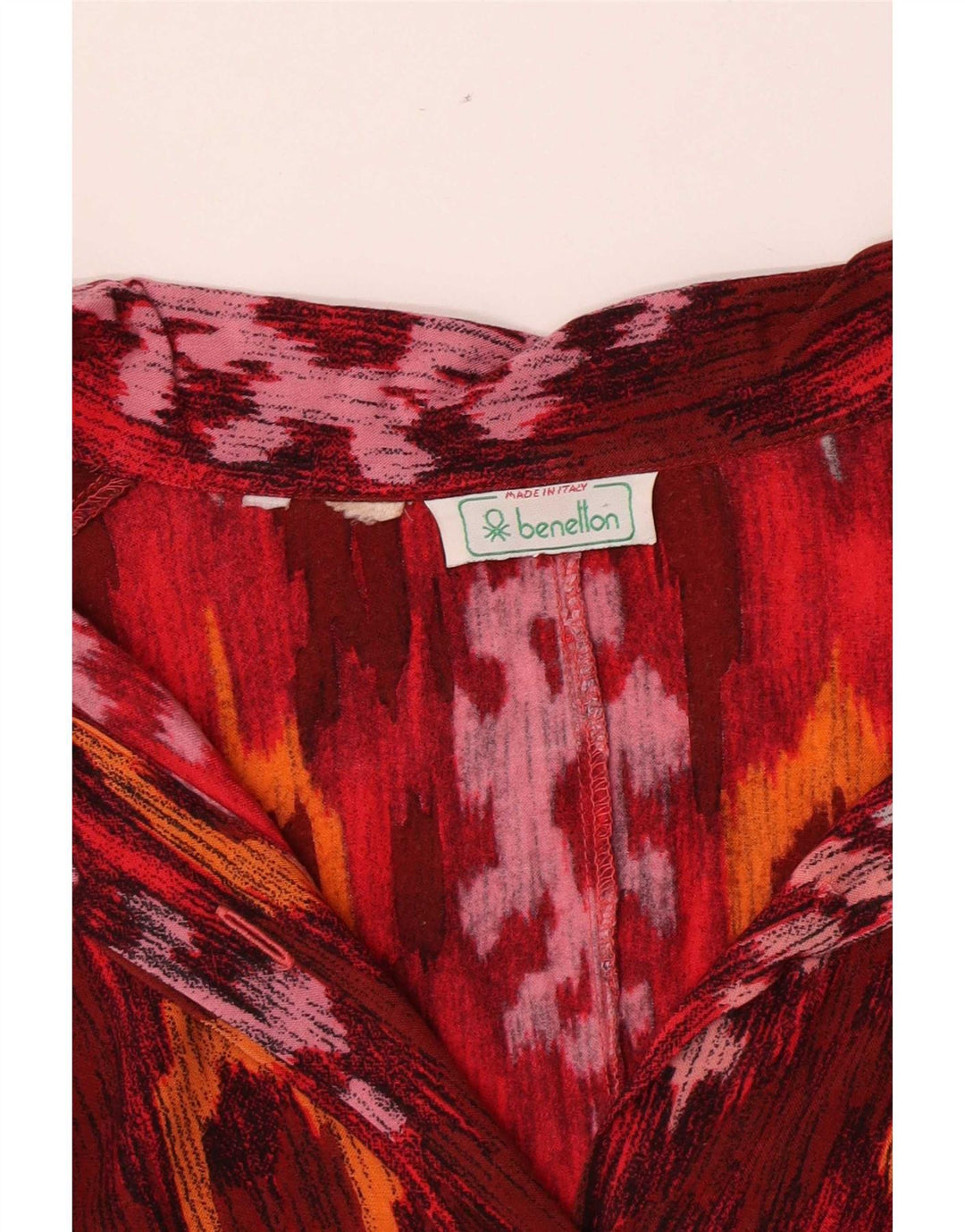 Benetton Blusa Camisera Mujer ES 42 Mediano Rojo Ikat