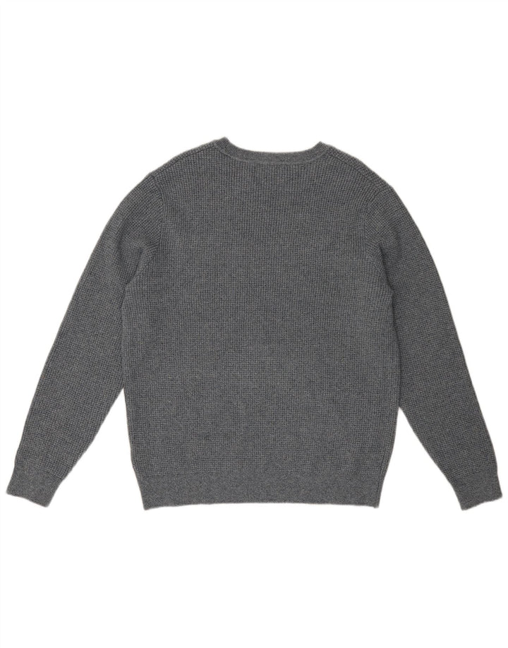 Marks & Spencer Jersey con cuello barco para hombre, talla grande, algodón moteado gris