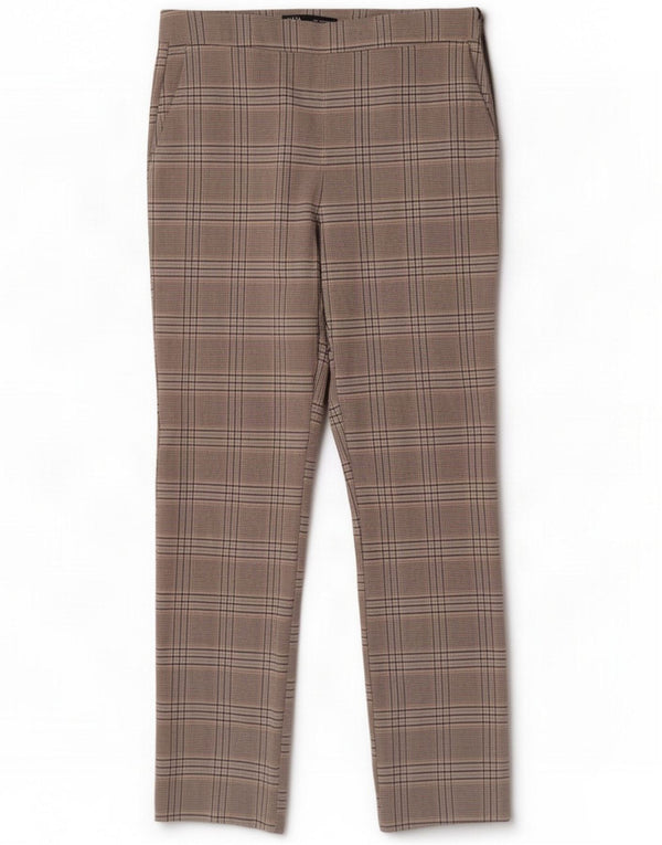 Zara Pantalón chino slim para mujer Medium W30 L28 Gris Pata de gallo Poliéster