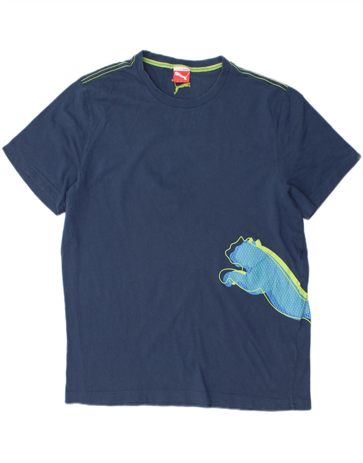 PUMA Mens Graphic T-Shirt Top Large Blue Cotton Vintage Puma and Second-Hand Puma from Messina Hembry 