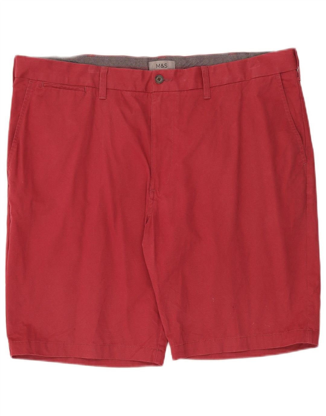 Marks & Spencer Pantalones cortos chinos para hombre W42 2XL Algodón rojo