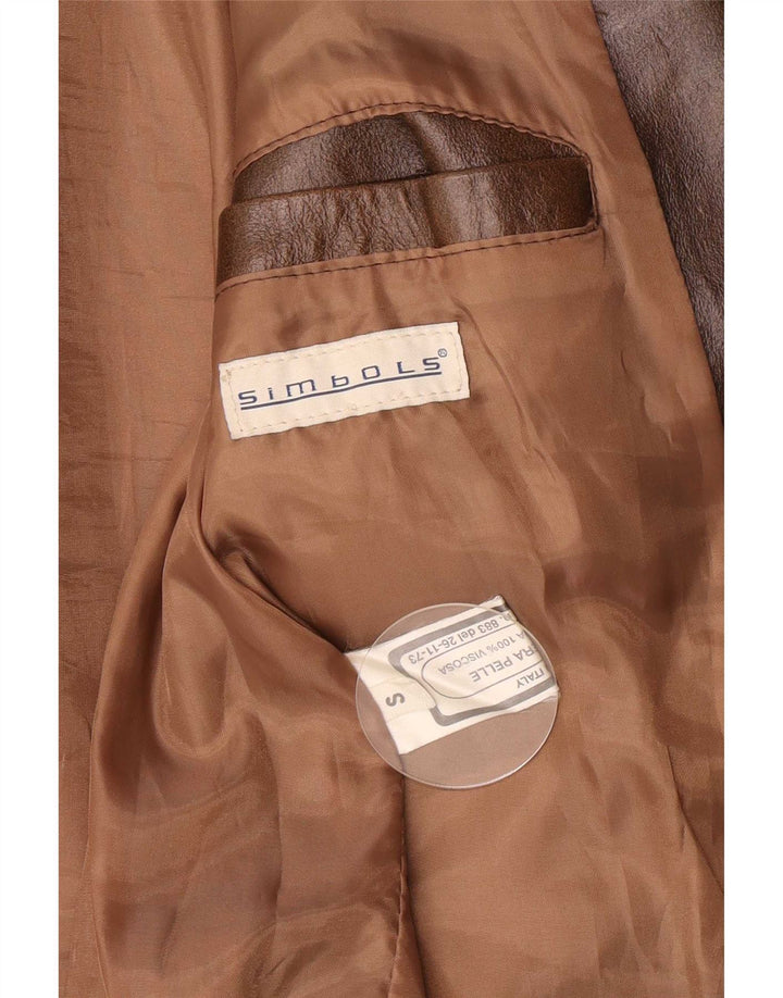 Vintage hombres chaqueta de cuero Reino Unido 36 pequeño marrón clásico