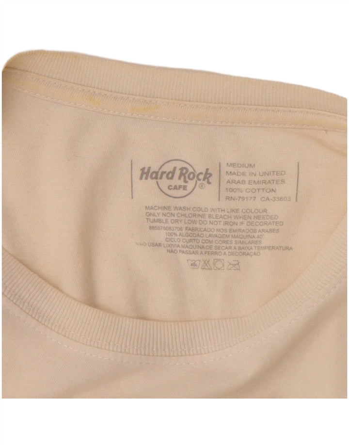 Hard Rock Cafe Mens Lisboa Graphic Camiseta Top Medio Off White Algodón
