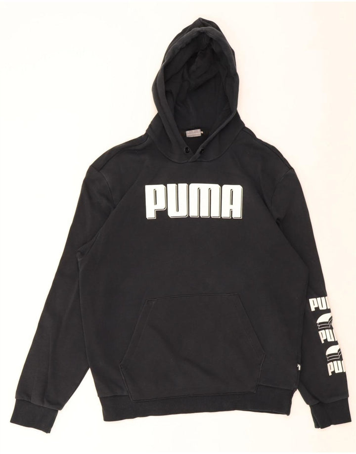 Puma Hombre Sudadera Con Capucha Gráfica Jersey De Algodón Negro Mediano