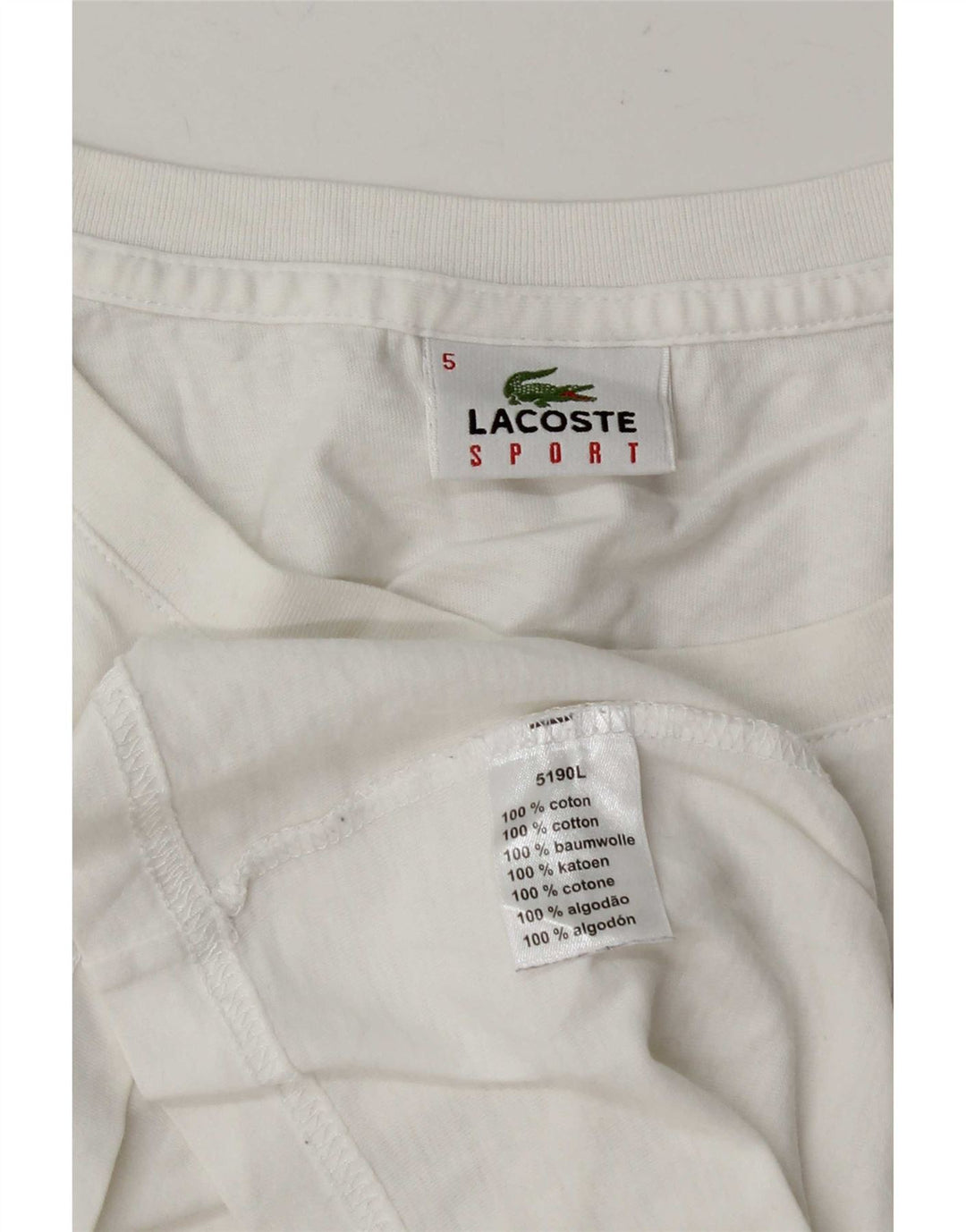 Lacoste Camiseta Hombre Talla 5 Grande Algodón Blanco