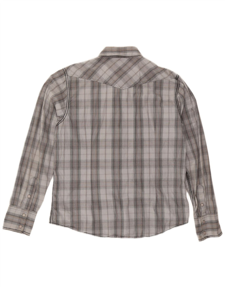 BKE Camisa Slim Fit De Algodón A Cuadros Gris Medio Hombre