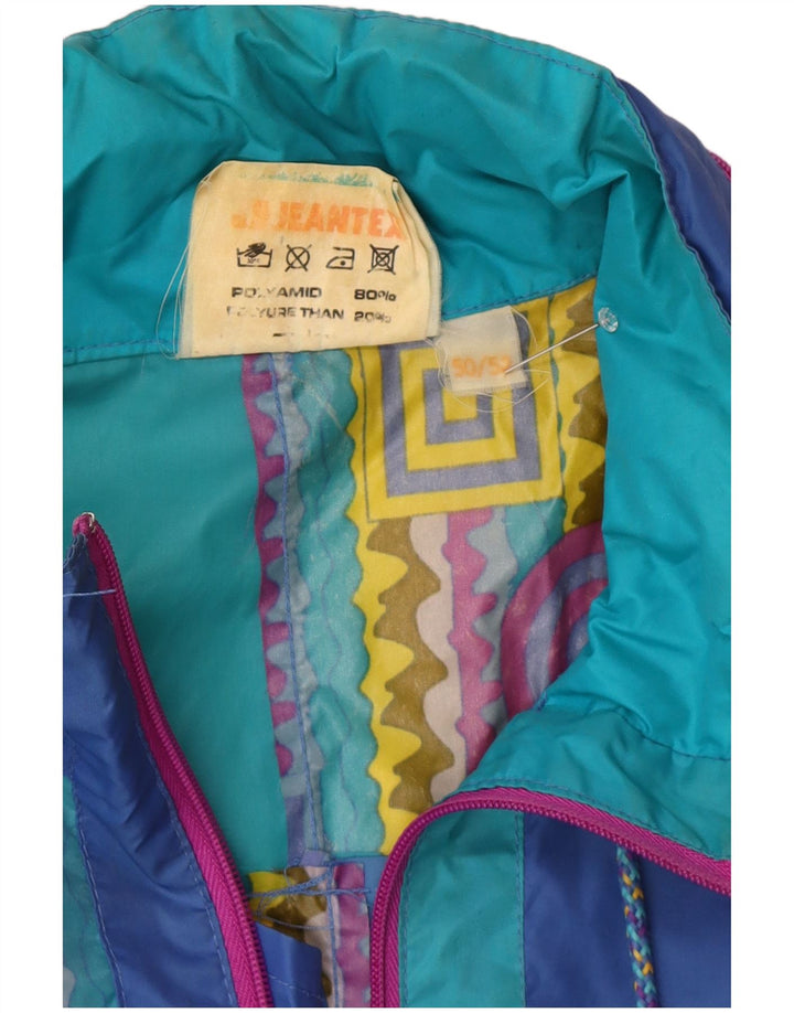 J Jeantex Chaqueta impermeable con capucha para hombre IT 50/52 Large Multicolor Geométrico