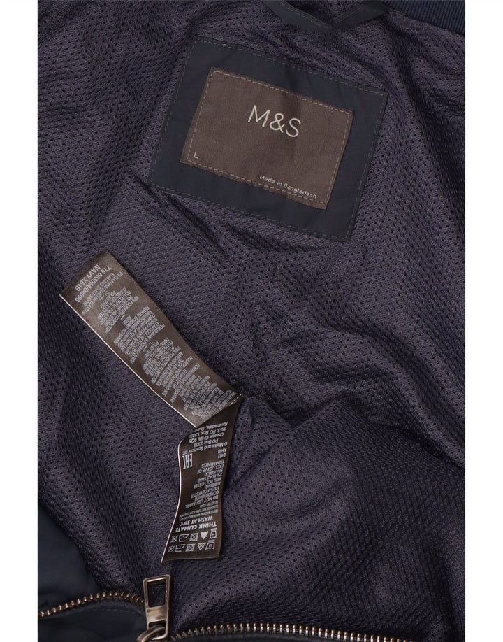 Marks & Spencer Chaqueta Bomber para Hombre UK 40 Grande Poliéster Azul Marino