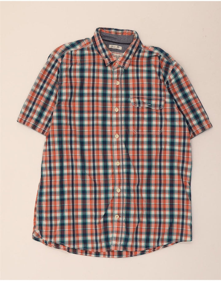 FAT FACE Camisa de manga corta de corte clásico para hombre XL Algodón a cuadros multicolor