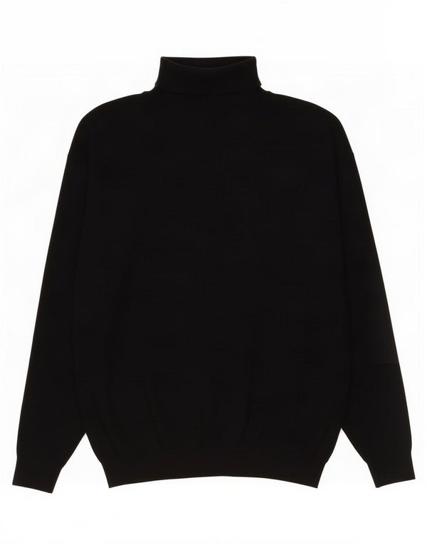 Zara Mens Roll Neck Jumper Sweater Grande Negro