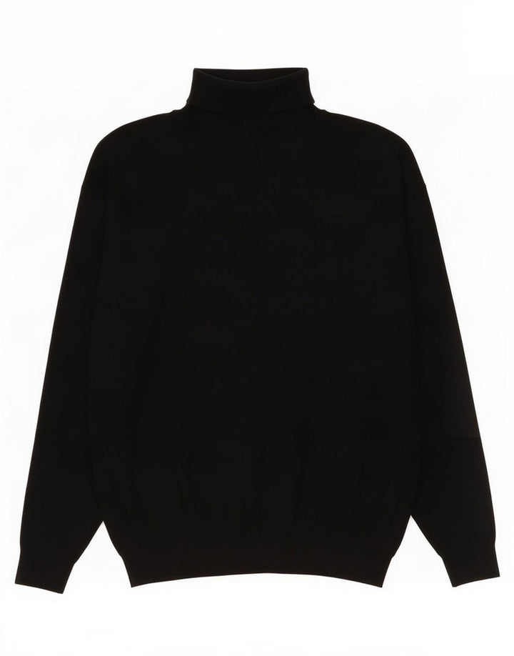 Zara Mens Roll Neck Jumper Sweater Grande Negro