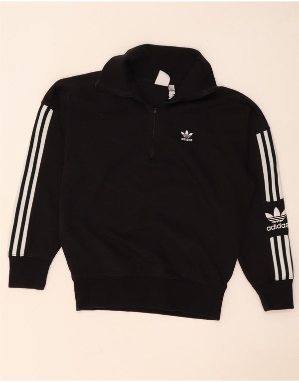 Adidas Mujer Oversize Graphic Zip Neck Sudadera Jumper UK 8 Small Negro