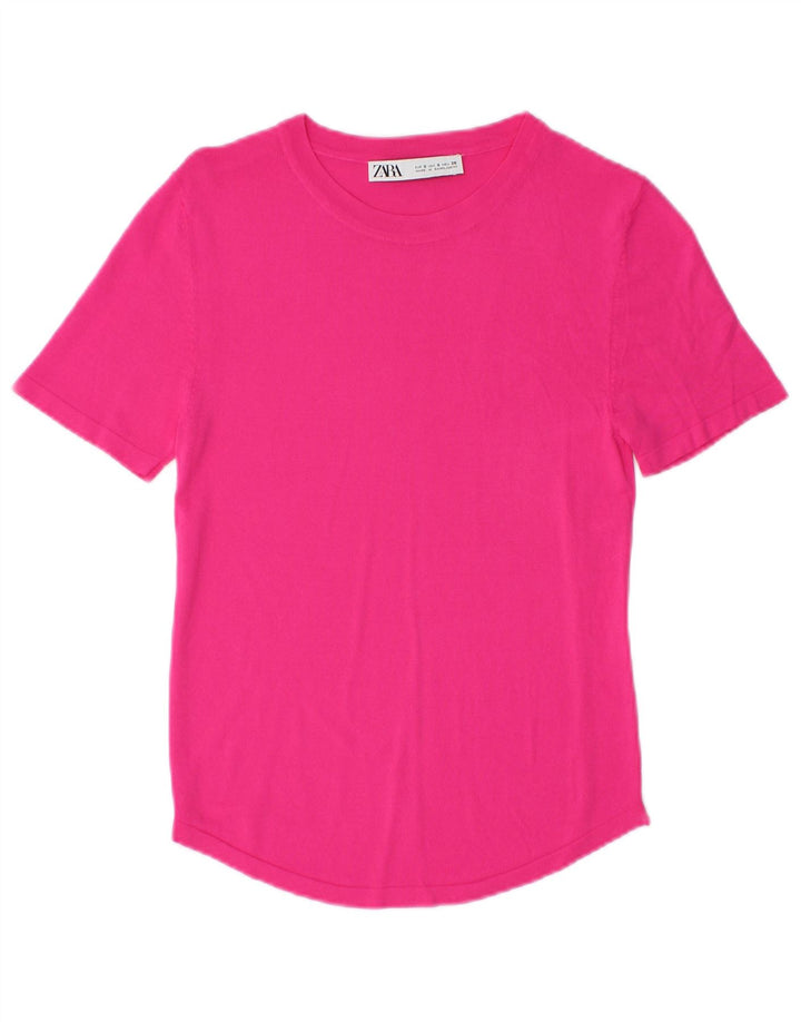 Zara Mujer Camiseta Top UK 8 Small Rosa