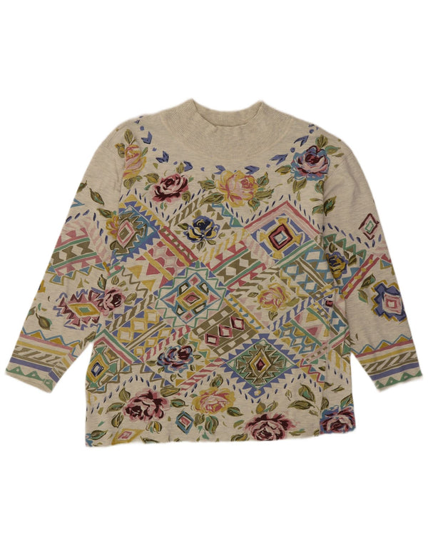 Together Blusa para mujer Top UK 44 Verde medio Floral Algodón Bohemio