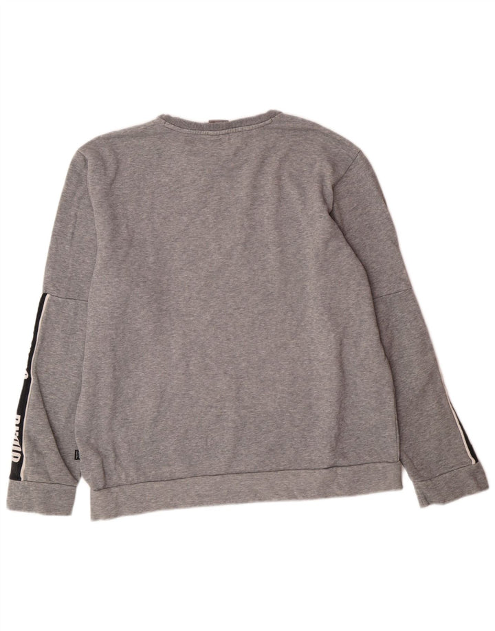 PUMA Sudadera con estampado gráfico para hombre, jersey grande de algodón con bloques de color gris