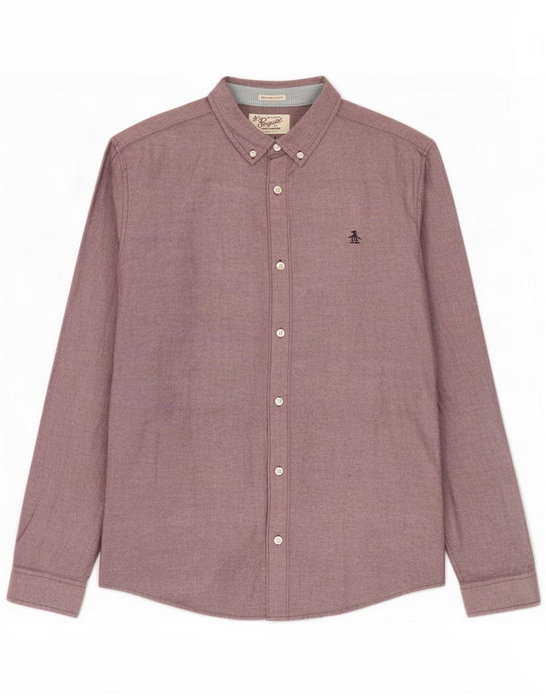 Penguin Camisa entallada Heritage para hombre Algodón burdeos grande