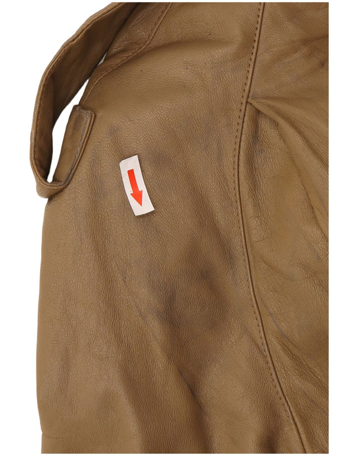 Vintage hombres cuero gabardina IT 46 pequeño cuero marrón