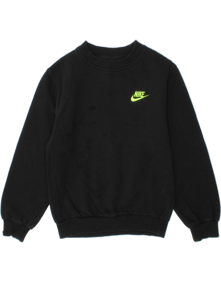 NIKE Girls Sweatshirt Jumper 8-9 Years Small Black Cotton Vintage Nike and Second-Hand Nike from Messina Hembry 