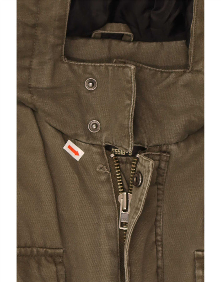 Blend Chaqueta parka con capucha para hombre UK 40 Large Algodón caqui