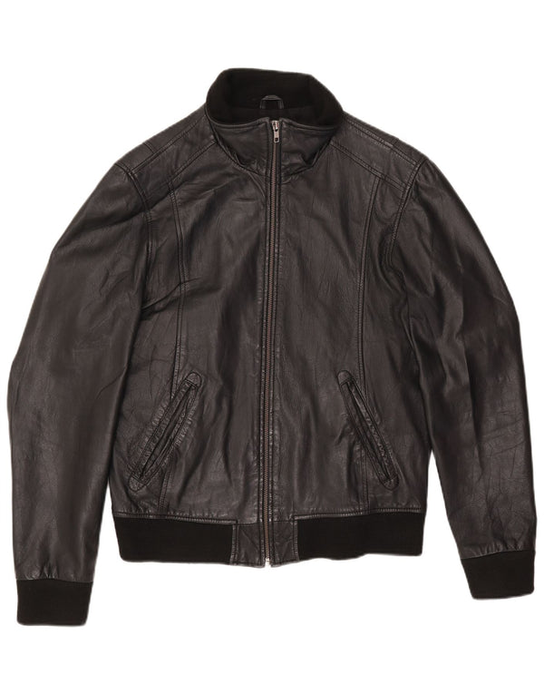 Chaqueta de cuero para mujer censurada Reino Unido 14 Cuero negro grande