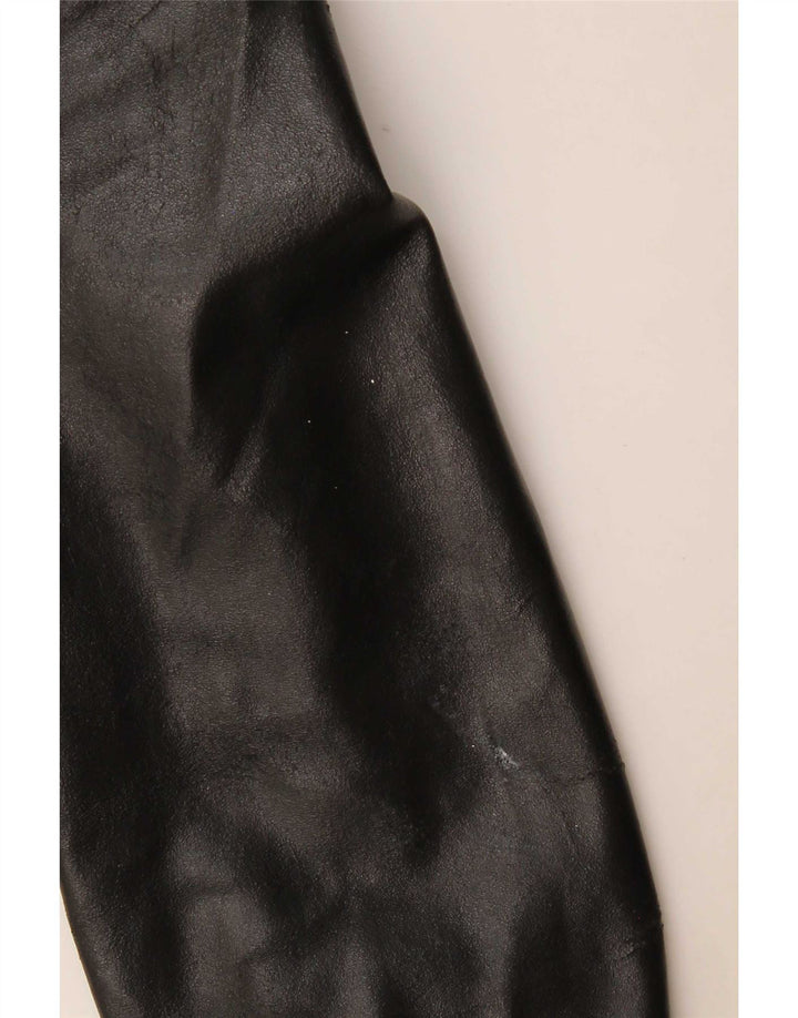 Viamaestra Chaqueta motera de cuero corta para mujer UK 42 Medium Black