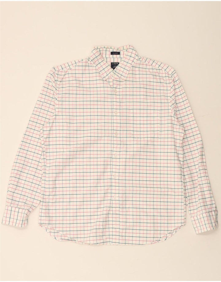 J. CREW Camisa Flex Oxford de corte clásico para hombre, algodón a cuadros blancos grandes