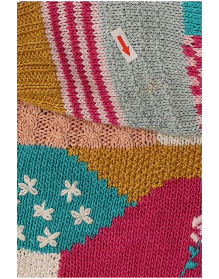 Vintage mujer Cardigan suéter Reino Unido 14 gran patchwork multicolor