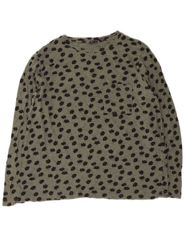 Marks & Spencer Top para mujer de manga larga UK 46 Grande Caqui Floral Algodón
