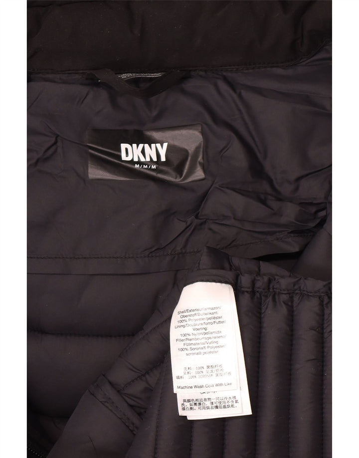 Dkny Abrigo acolchado con capucha para mujer UK 40 Mediano Poliéster negro