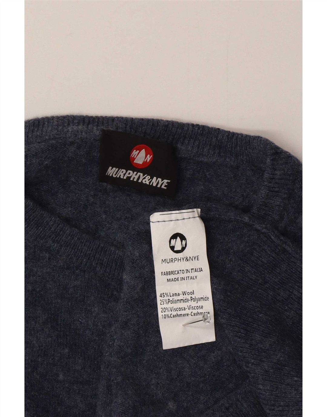 Murphy & Nye Jersey De Cuello Redondo Para Hombre De Lana Moteada Azul Marino Medio