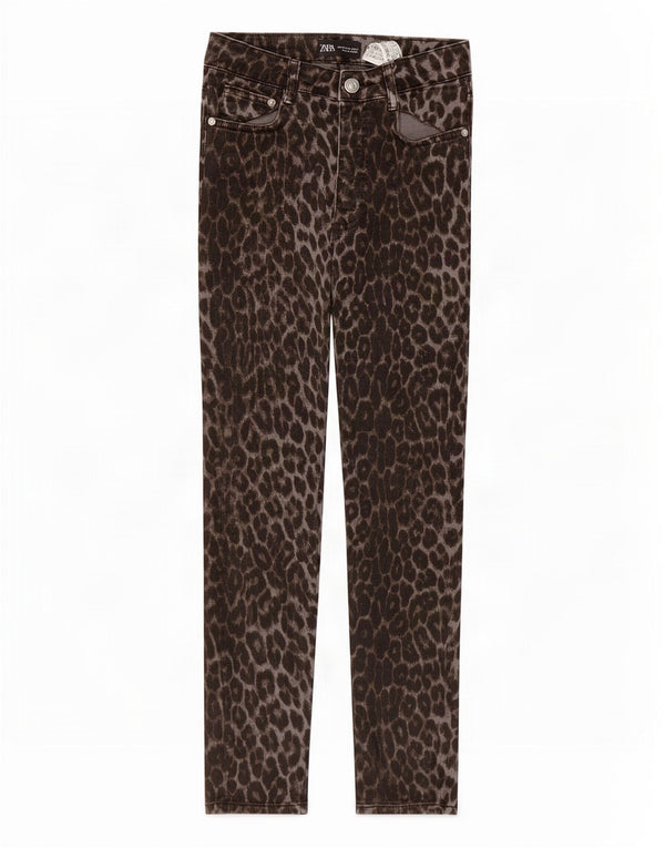 Zara Vaqueros pitillo para mujer EU 38 Small W28 L27 Algodón con estampado animal gris
