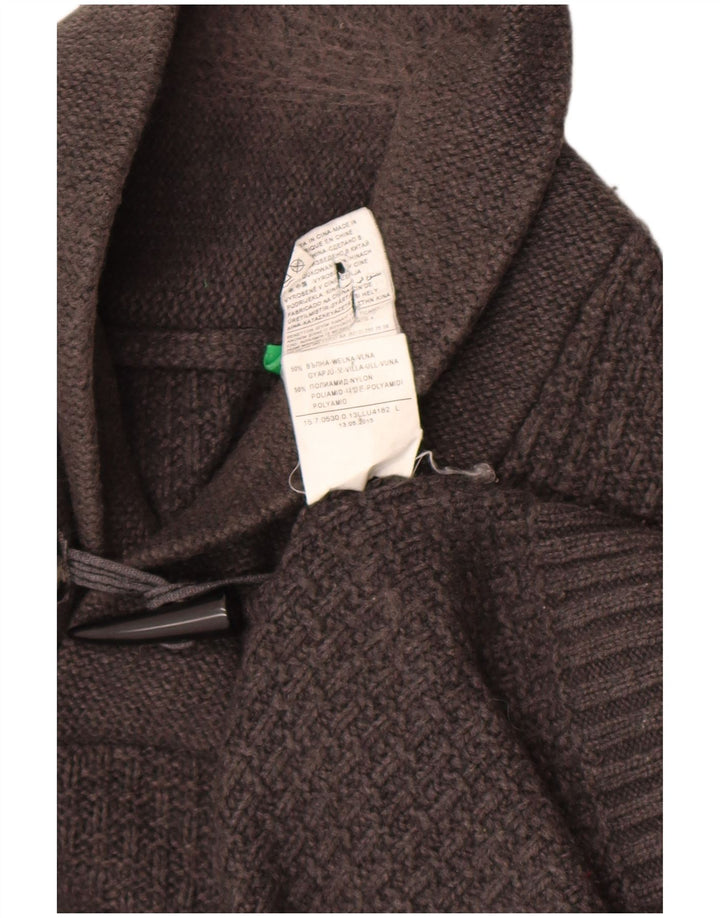 Benetton Jersey Con Cuello Chal De Lana Gris Grande Hombre
