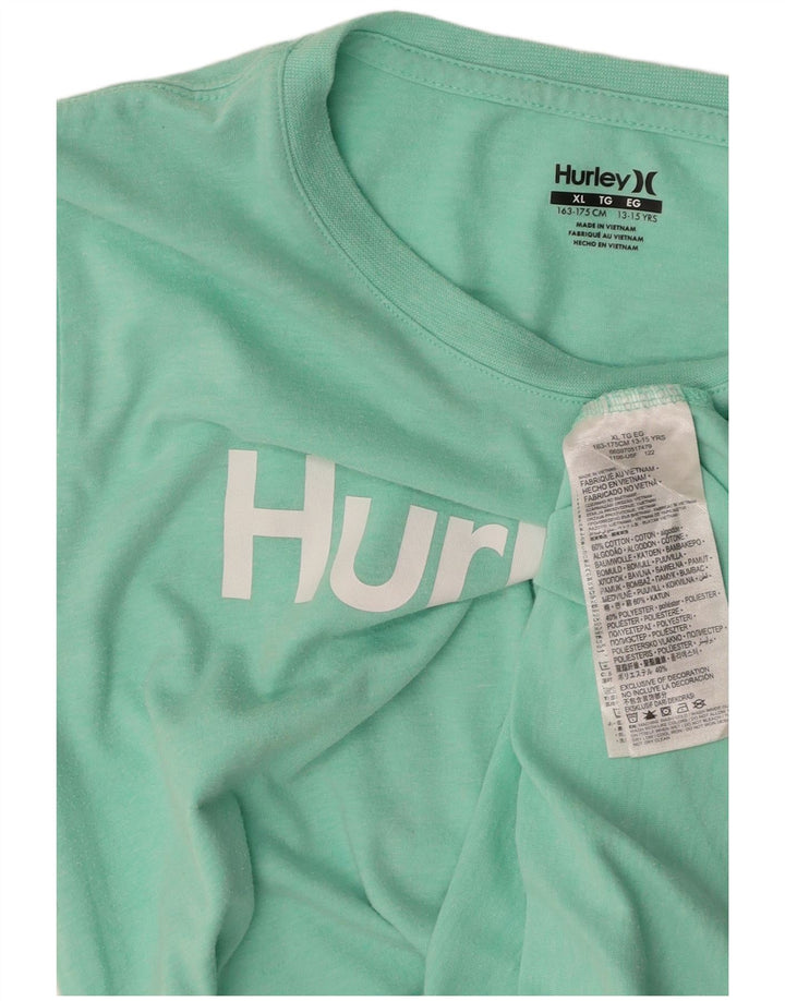 HURLEY Camiseta gráfica para niño Top 13-14 años XL Algodón verde