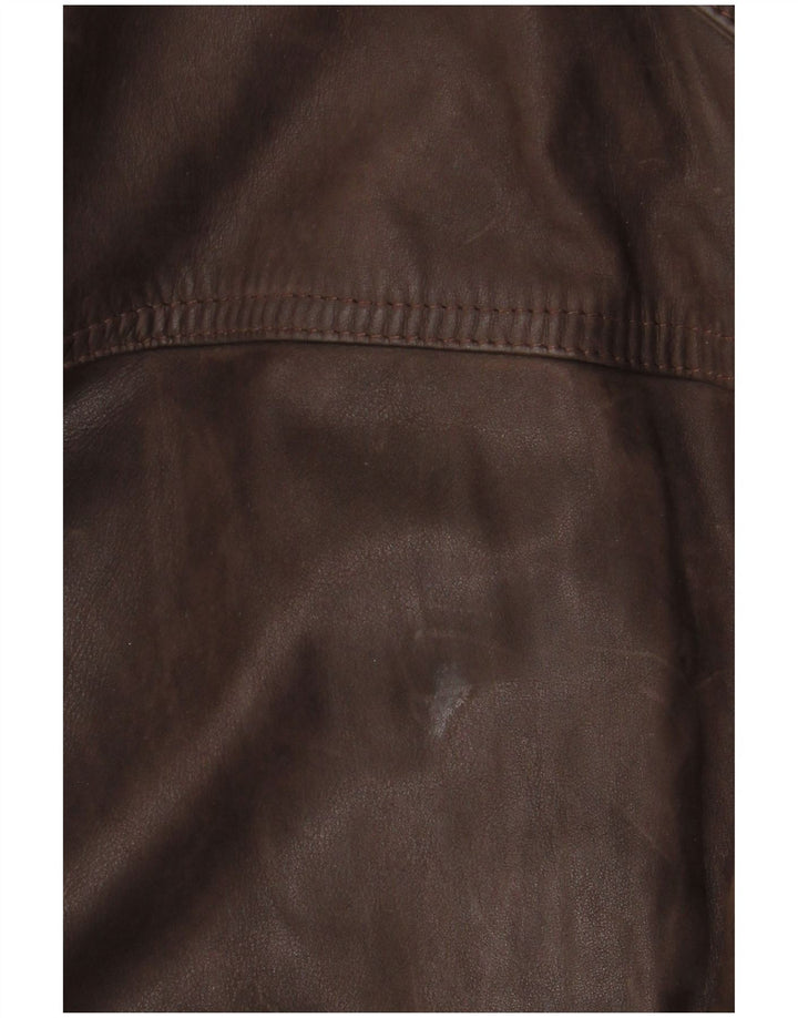 BIKERS Chaqueta tipo blazer de cuero con 4 botones para hombre IT 58 4XL Cuero marrón