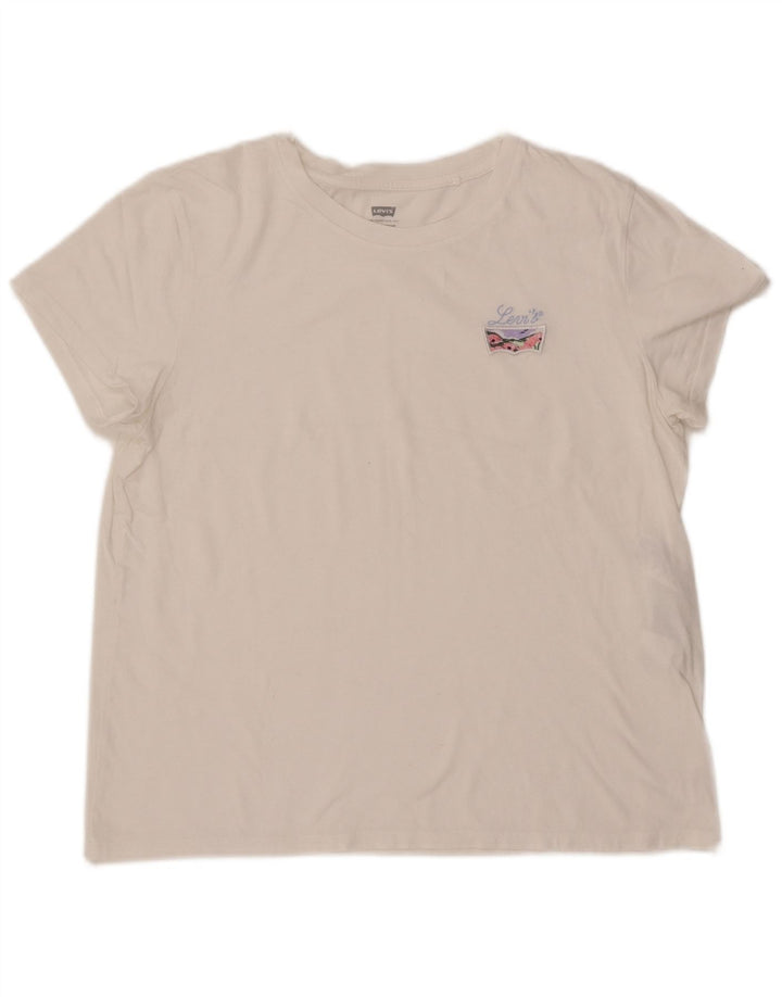 LEVI'S Camiseta para mujer Top UK 44 Grande Algodón blanco