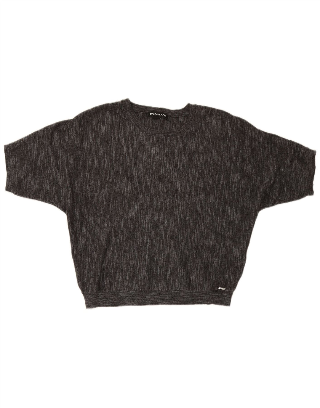 Dkny Jersey de manga corta con cuello redondo para mujer UK 44 Viscosa gris medio