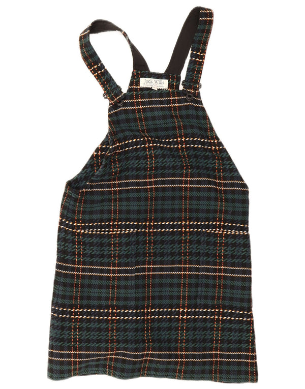 Jack Wills Vestido Dungaree para Mujer UK 8 Pequeño Poliéster a Cuadros Verdes